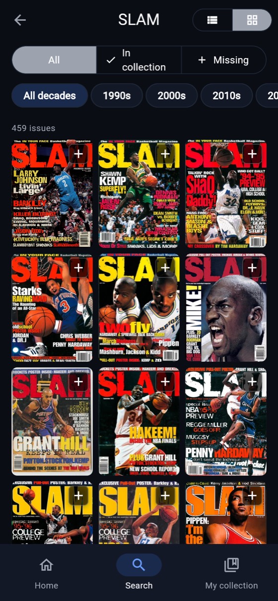 SLAM's complete run as a cover grid in MagCollect